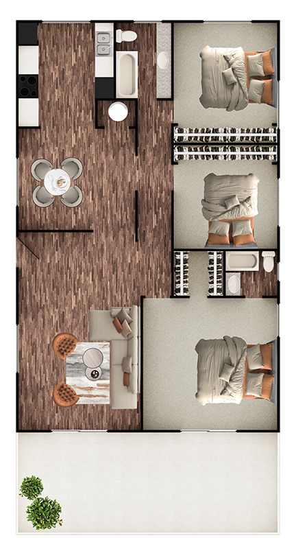 Three Bedroom Two Bath