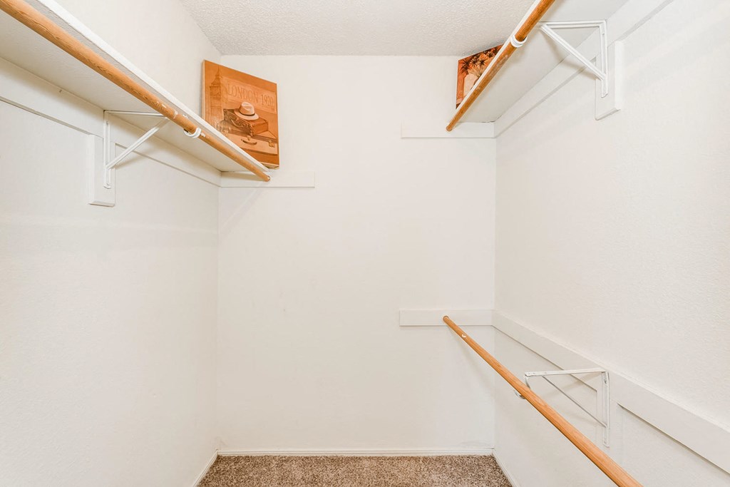 our apartments have a spacious walk in closet with shelves