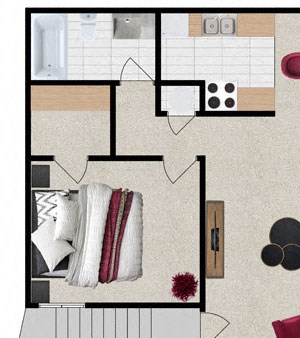 One Bedroom One Bath A3