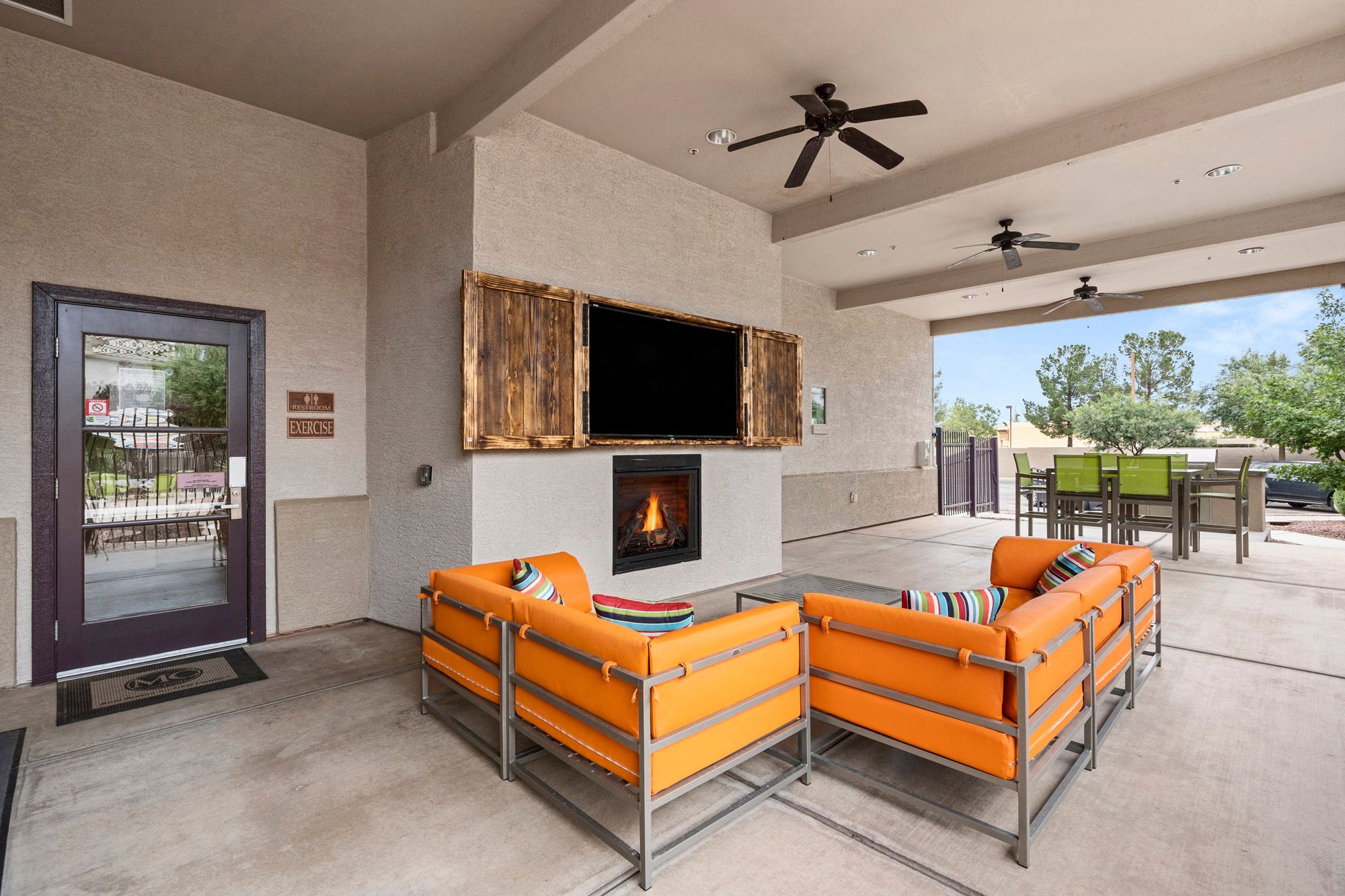 Pool Deck, Entertainment, Patio, Fireplace, Outdoors
