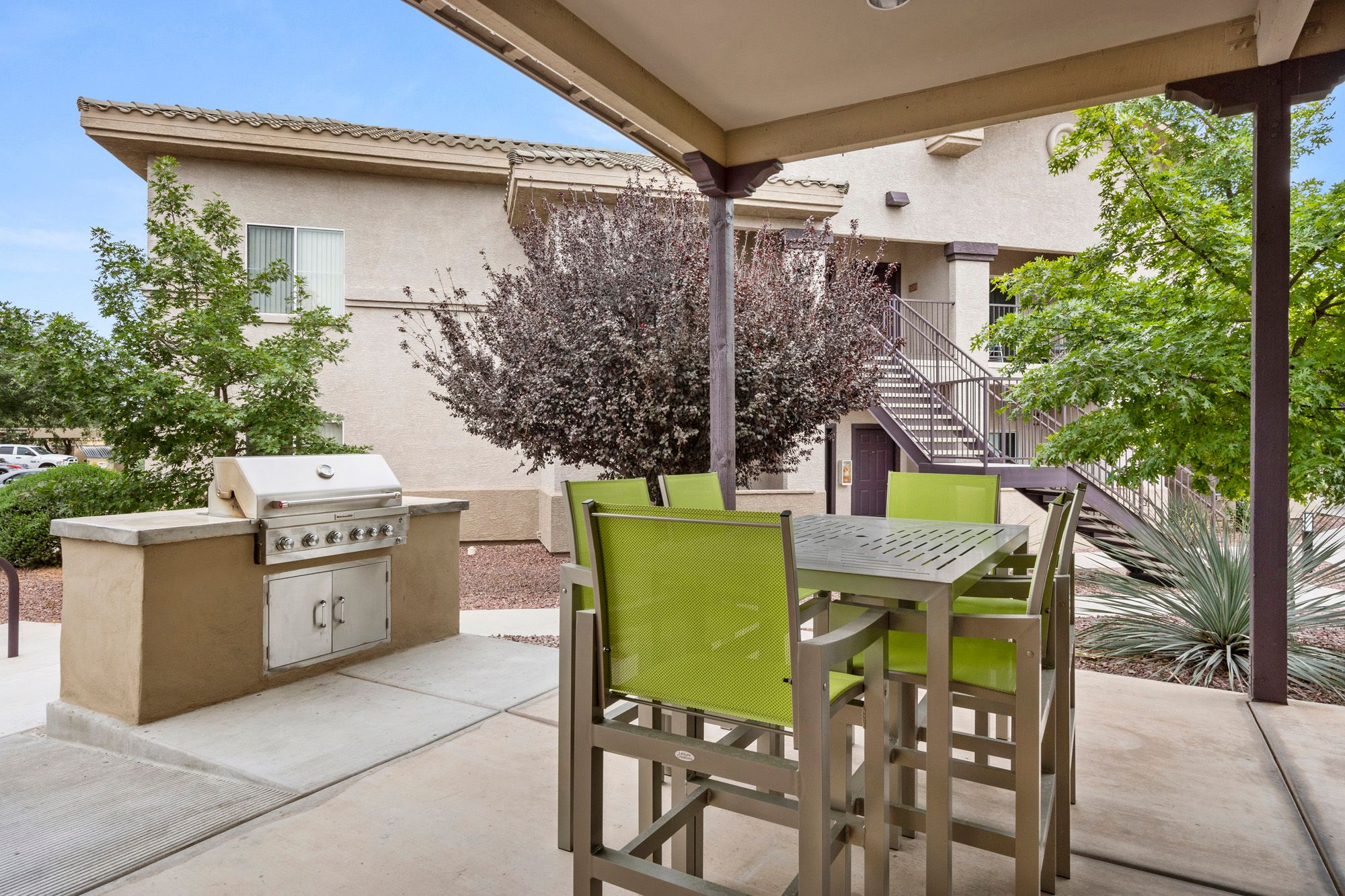Table, Chairs, Outdoor, Patio, Grill