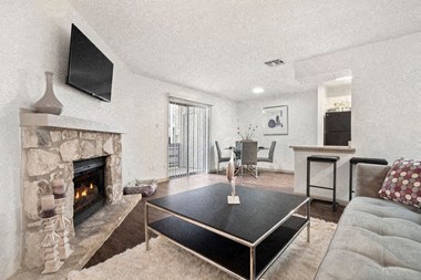 Living Area, Fireplace, Bar, Barstool, Dining Area, Couch, Patio