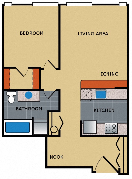 One Bedroom + Nook + Extra Storage + Walk-In Closet
