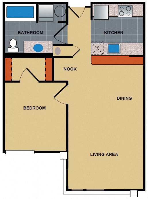 One Bedroom + Nook + Extra Storage + Walk-In Closet