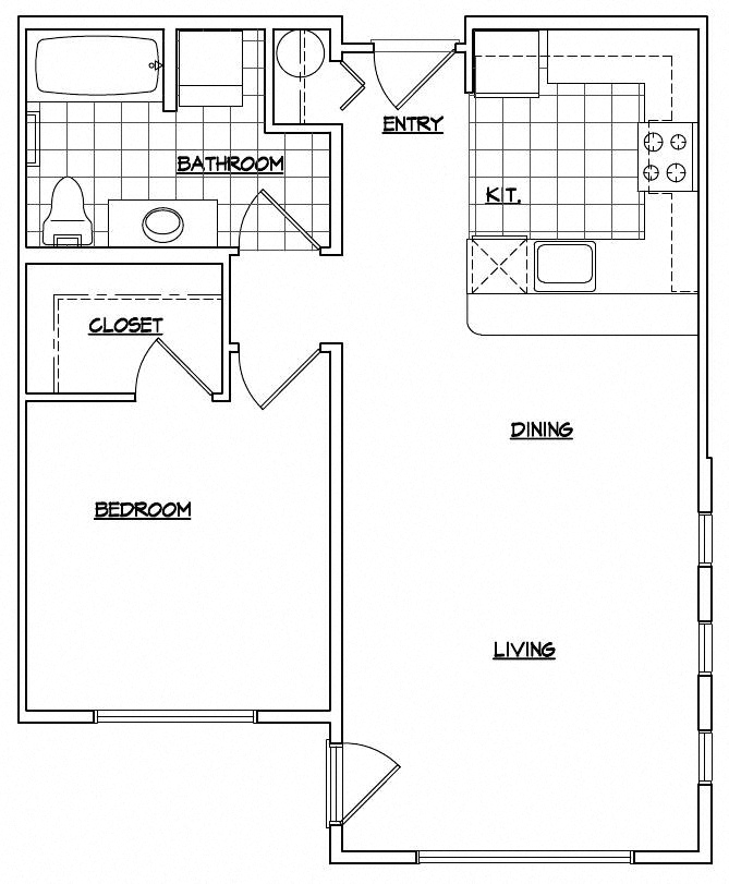 1 Bedroom with Large Kitchen