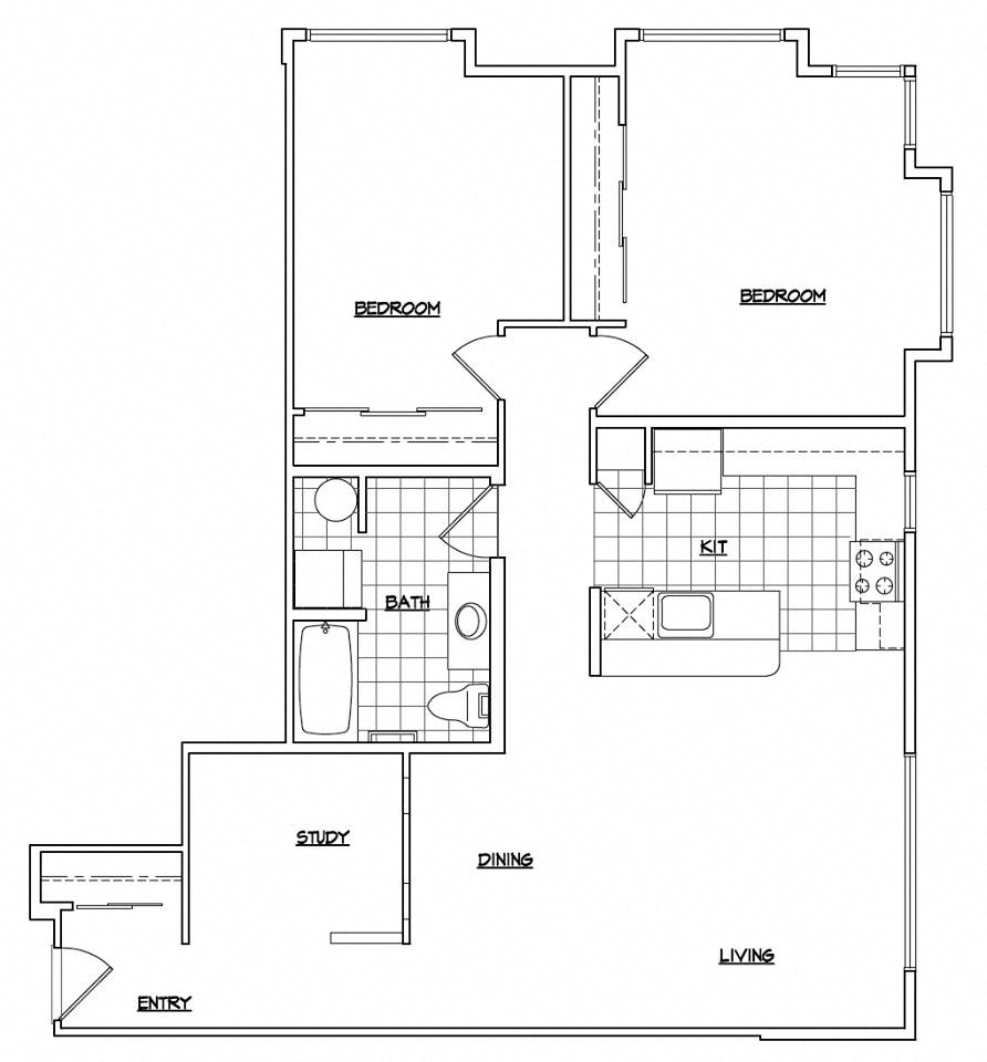 2 Bedroom + Den + large kitchen + Corner unit