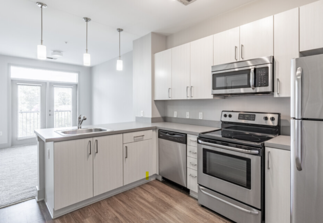 Kitchen with cabinets at Canalside, Augusta, 30901