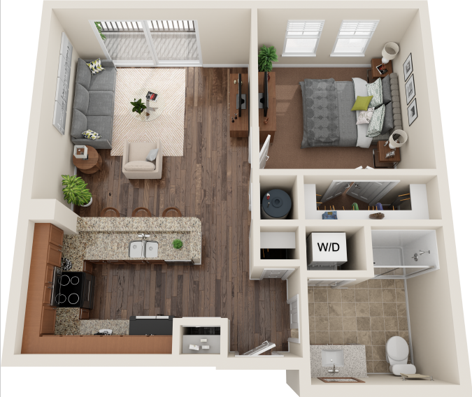 A2 One Bedroom / One Bath. Plaza 25. Charlotte, NC.