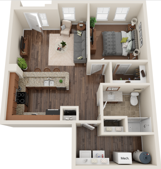 A4 One Bedroom / One Bath. Plaza 25. Charlotte, NC.