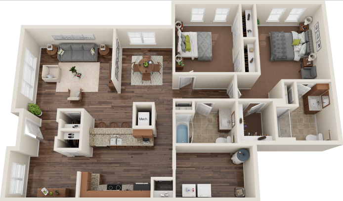 B2 Two Bedroom / Two Bath. Plaza 25. Charlotte, NC.