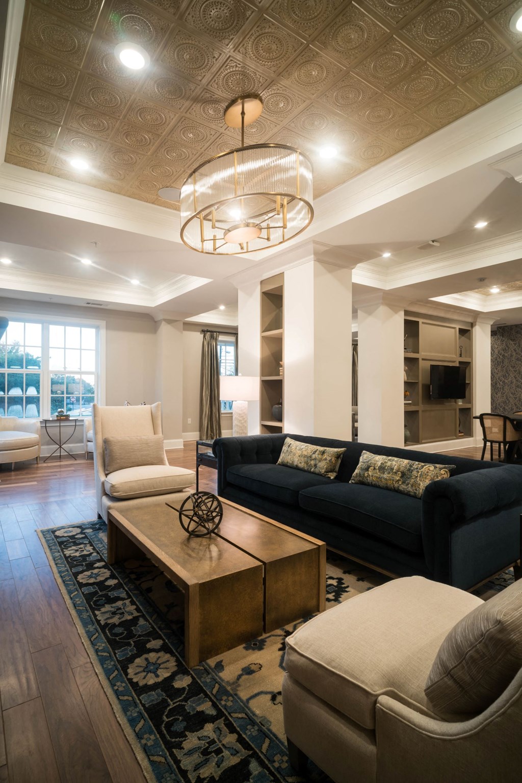 a living room with couches and a coffee table