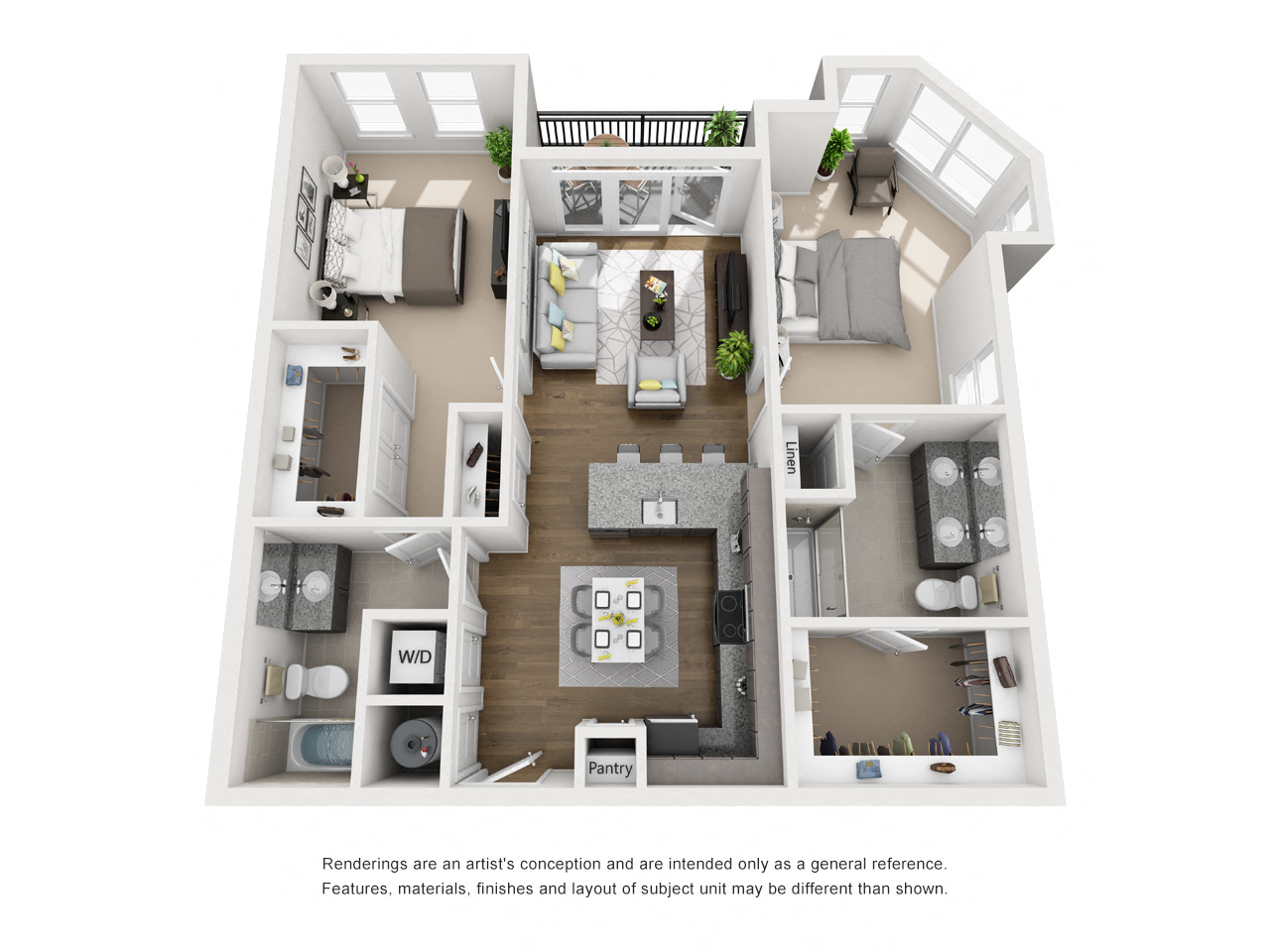 Floor Plan M Two Bedroom / Two Bath. The Anderson Apartments. Rock Hill, SC.