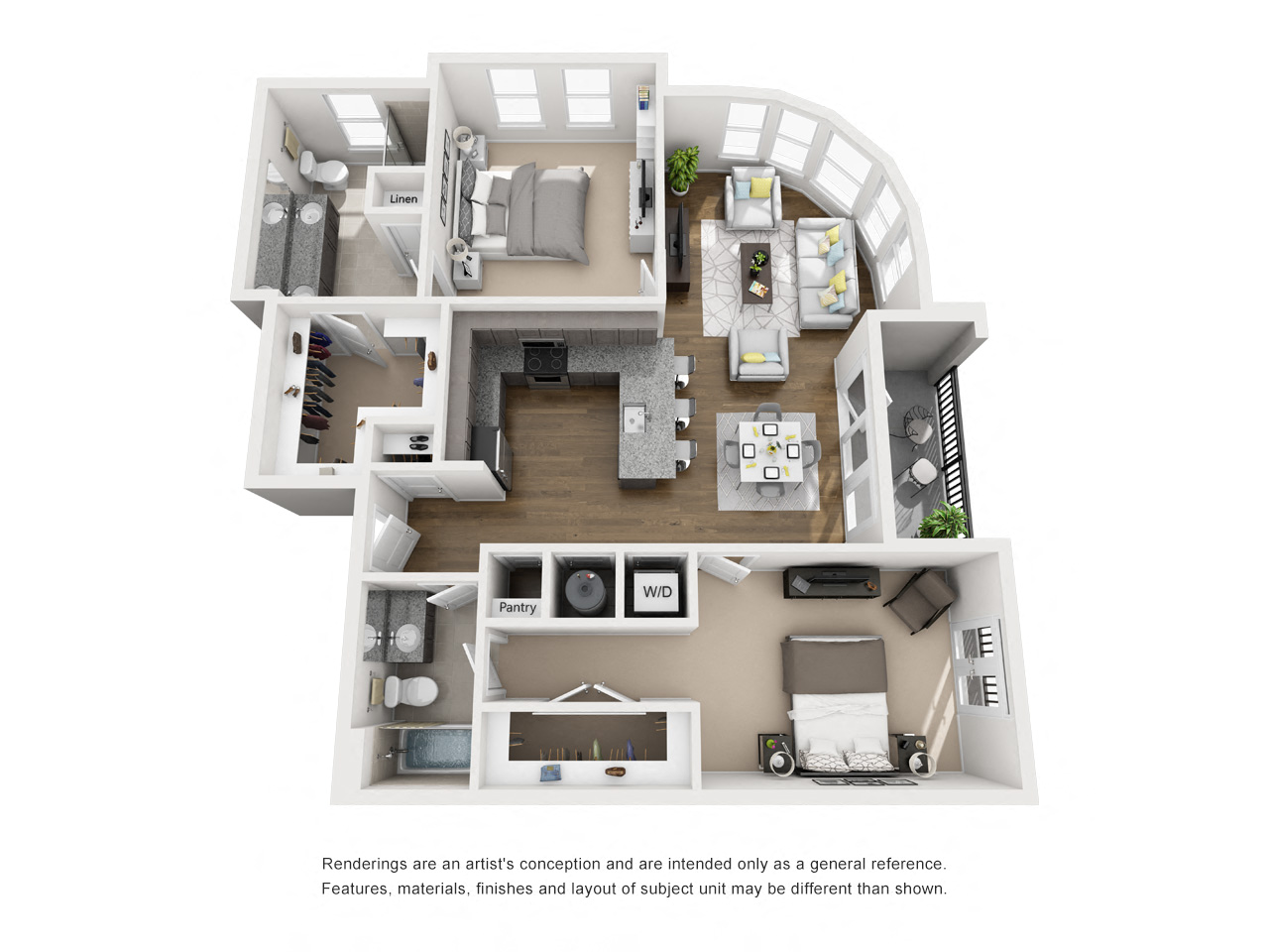 Floor Plan N Two Bedroom / Two Bath. The Anderson Apartments. Rock Hill, SC.