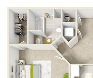 Floorplan A2 One bedroom one bathroom A2 Floorplan at Solana Ridge Apartments in Temecula, CA