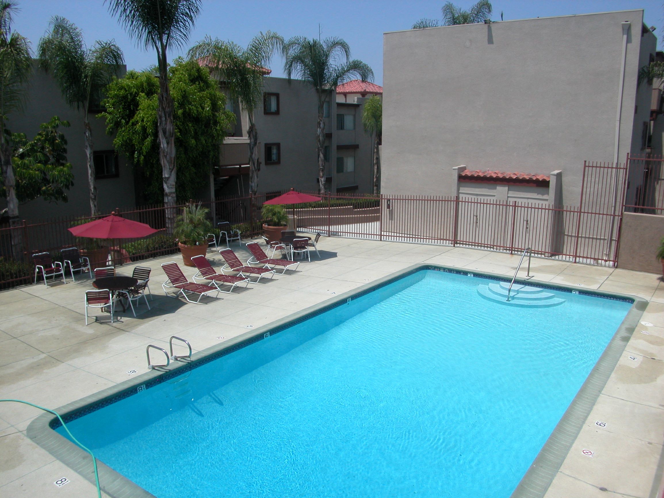 the swimming pool at our apartments in palm springs
