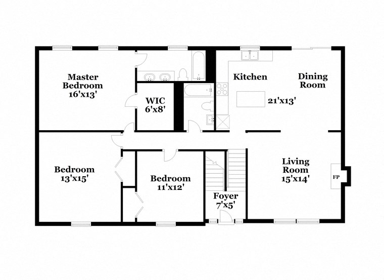 a floor plan of a house with bedrooms and a living room