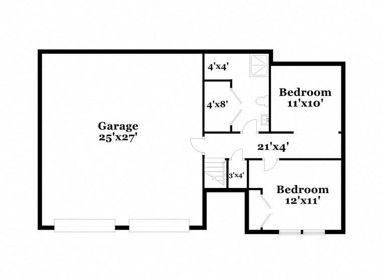 a floor plan of a house with a bedroom and a garage