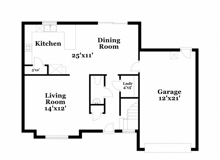 a floor plan of a house with a living room and a dining room