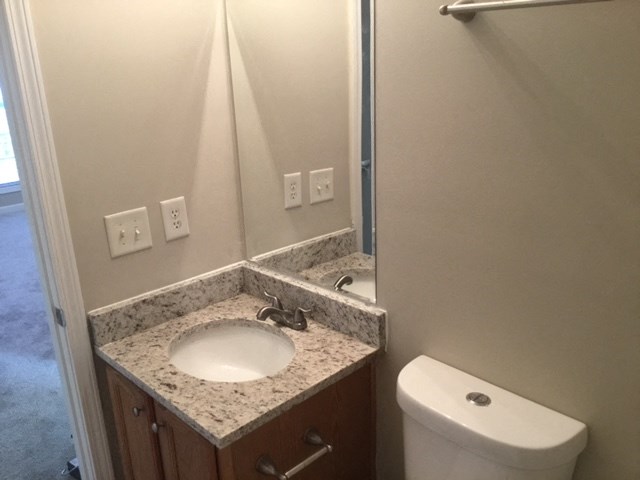 a bathroom with a sink and a toilet and a shower