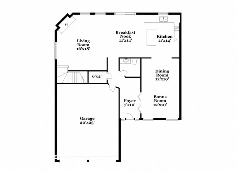 a floor plan of a house with an open concept floor plan with bedrooms and baths