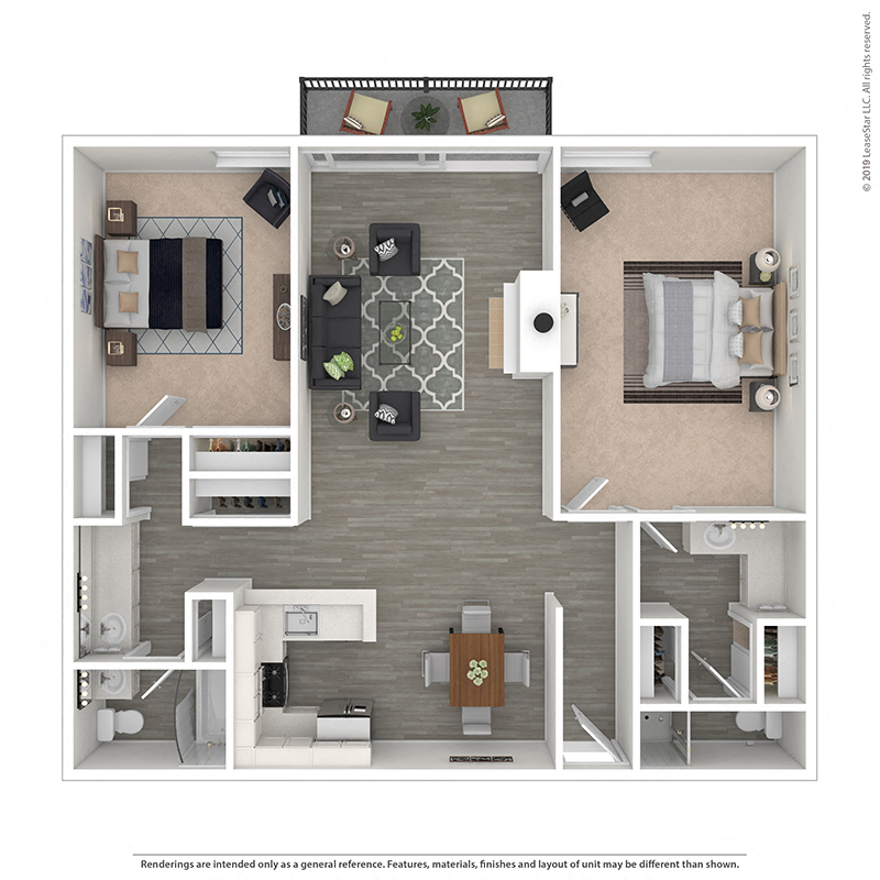 Two bedroom two bath at The Meadows Apartment Homes