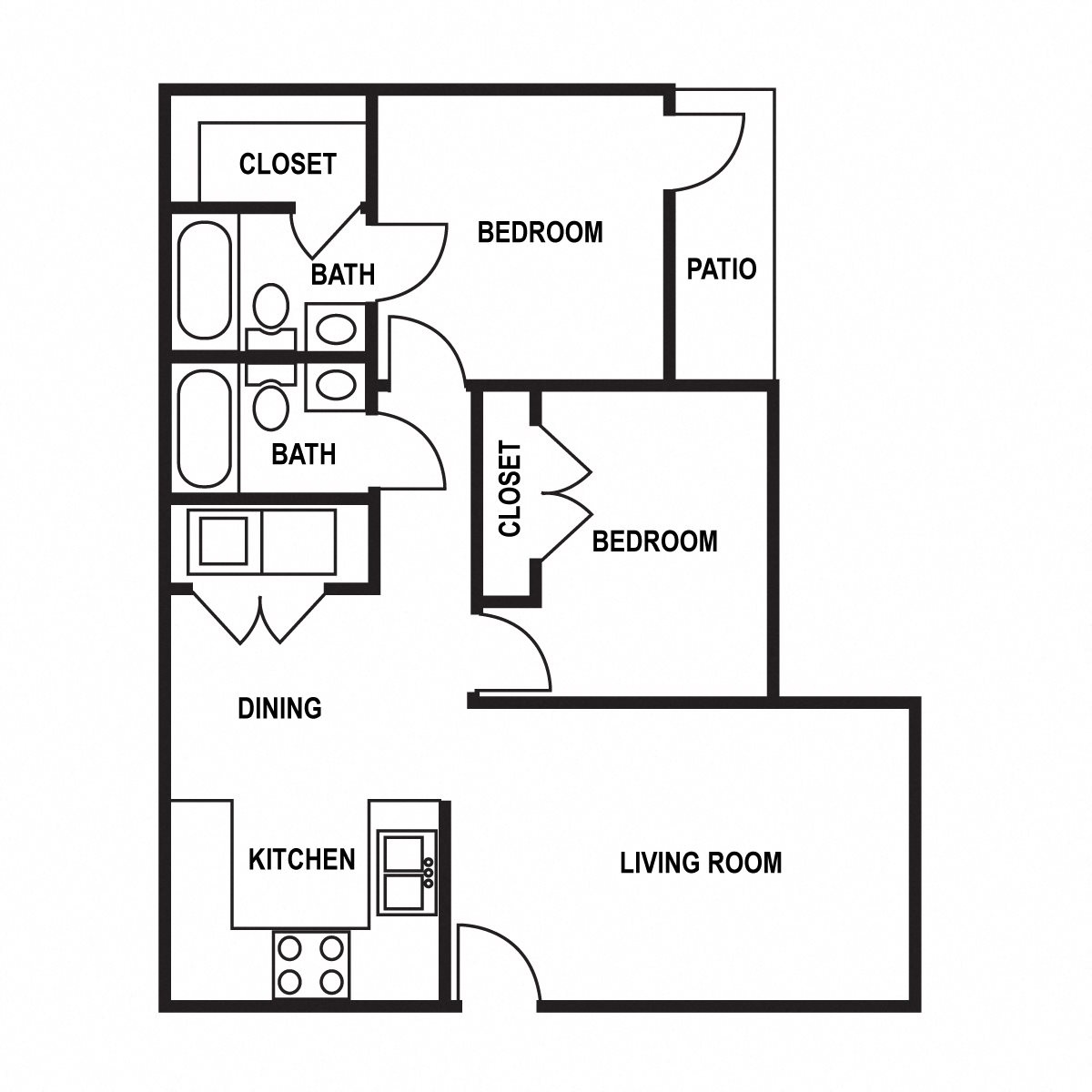 Two Bedroom Floor Plan Two Bedroom Floor Plan at Hampton Corners Apartment Homes in Clemmons, North Carolina, NC