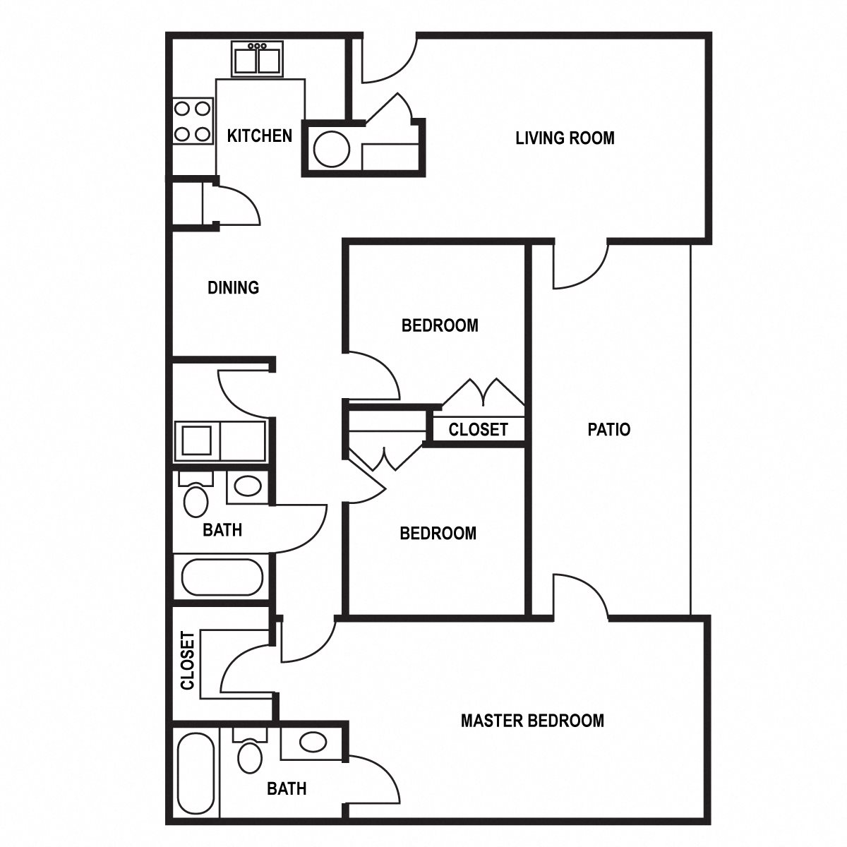 Three Bedroom Floor Plan Three Bedroom Floor Plan at Hampton Corners Apartment Homes in Clemmons, North Carolina, NC