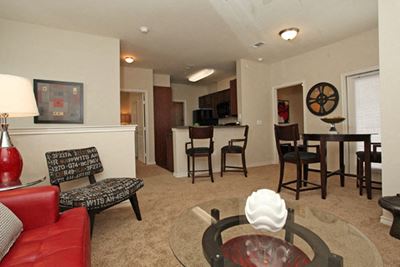 Model Apt Living Room Canyon Springs Apartments For Rent in Waco, Texas l Canyon Springs 76712