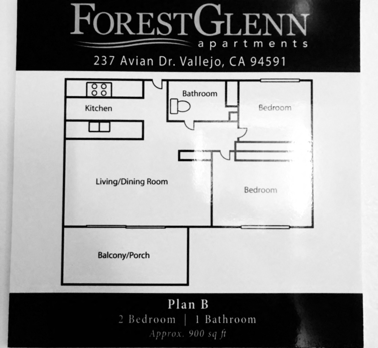2 bedroom floor plan l Forest Glenn Apartments in East Vallejo CA