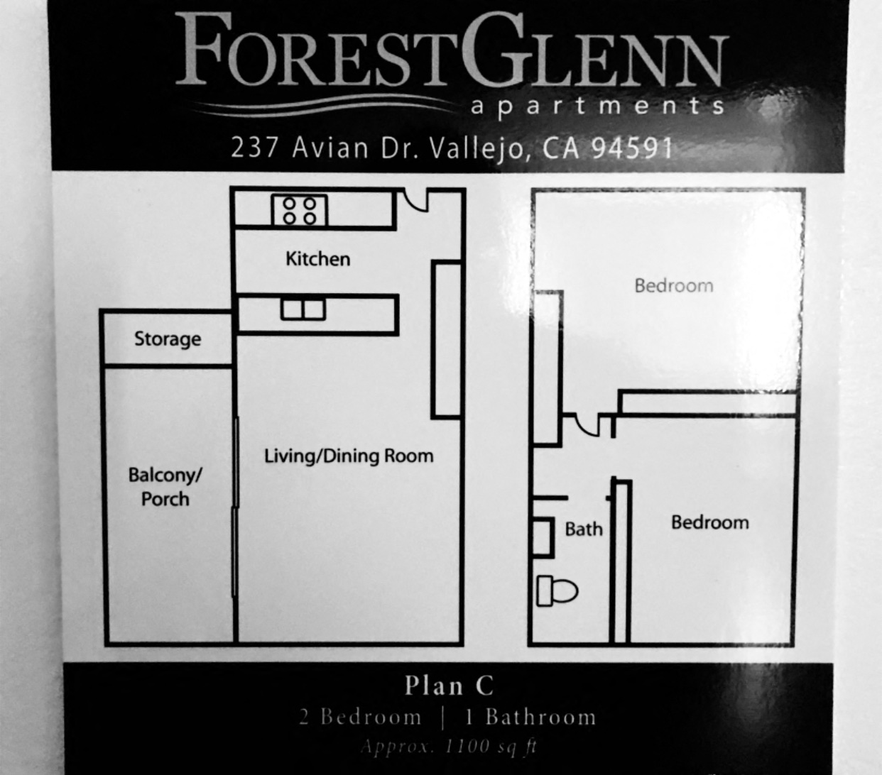 2 bedroom floor plan l Forest Glenn Apartments in East Vallejo CA