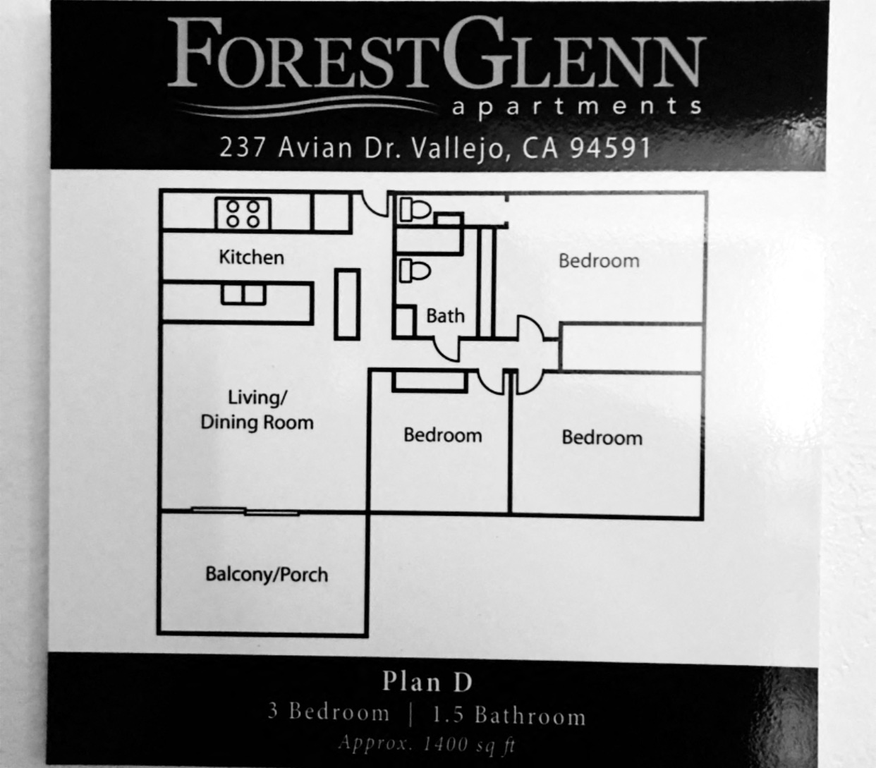 3 bedroom floor plan l Forest Glenn Apartments in East Vallejo CA