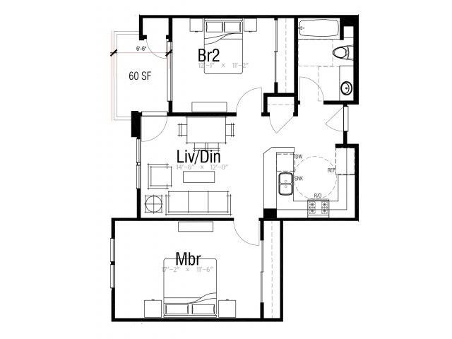 the Plan 2Y floor plan. l Oceana Apartments in Huntington CA