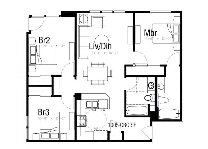 the Plan 3X floor plan. l Oceana Apartments in Huntington CA