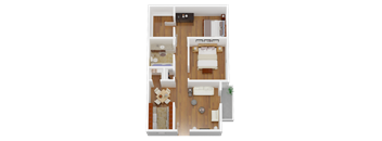 Two bedroom Floor Plan l Pacific Villas at Shelly Court in Stockton CA