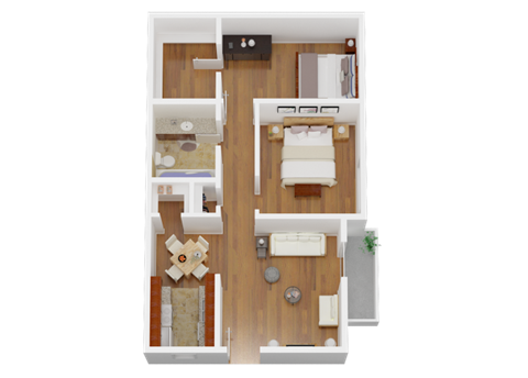 Two bedroom Floor Plan l Pacific Villas at Shelly Court in Stockton CA