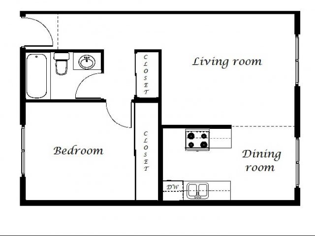 Tuscany Villas North | One bedroom One bathroom floor plan 1x1 Floor Plan Tuscany Villas South CA