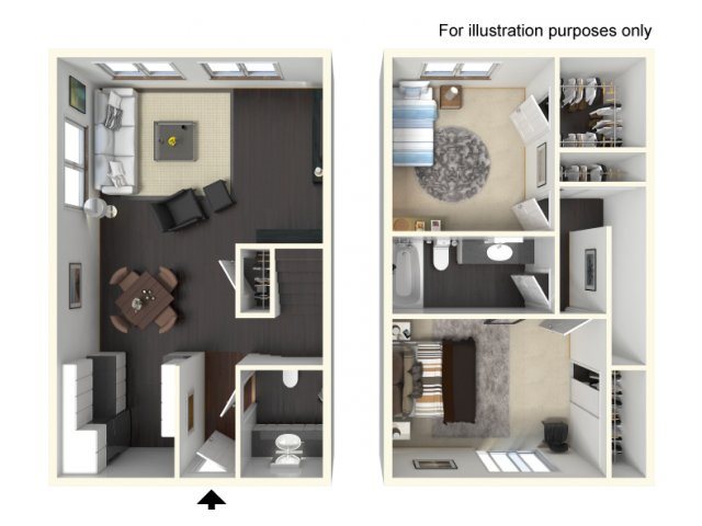 Tuscany Villas North | Two Bedrooms One and a Half Bathrooms 2X1.5 Floor Plan Units Tuscany Villas North | Torrance CA 90503