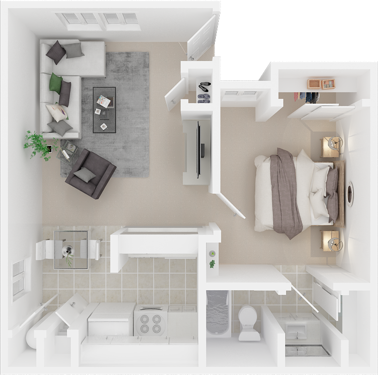 One bedroom floor plan