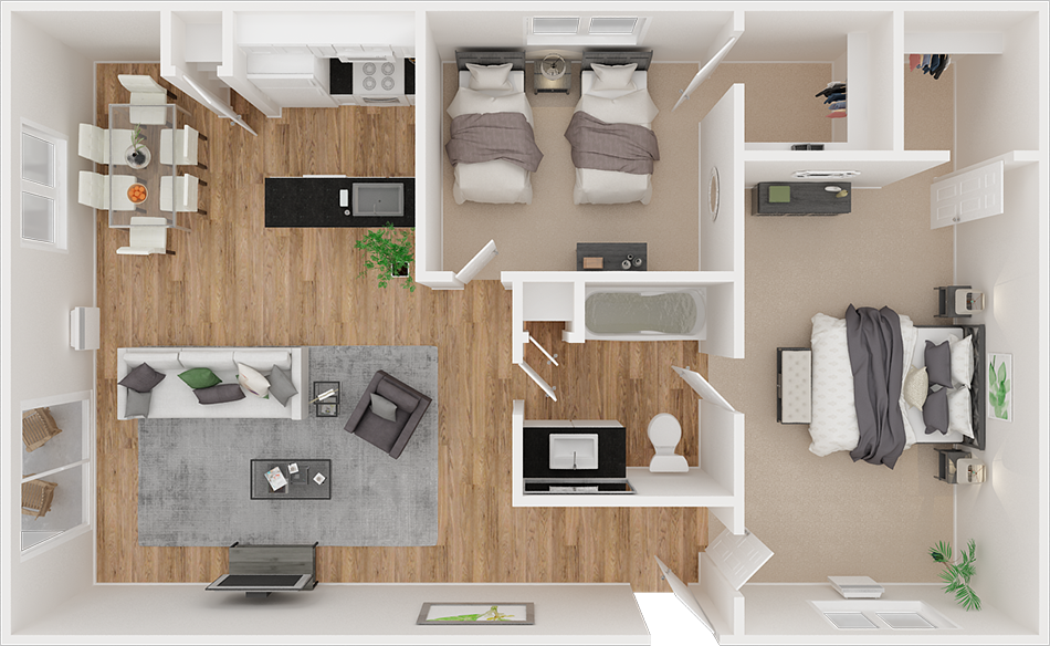 Two bedroom floor plan