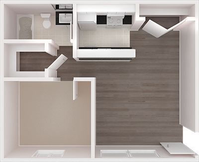 1X1-L Floor Plan | Iron Horse Apartments in Stockton, CA 95204