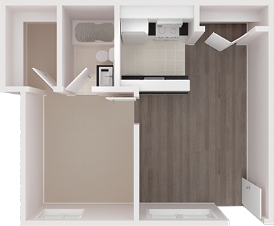 1X1-S Floor Plan | Iron Horse Apartments in Stockton, CA 95204