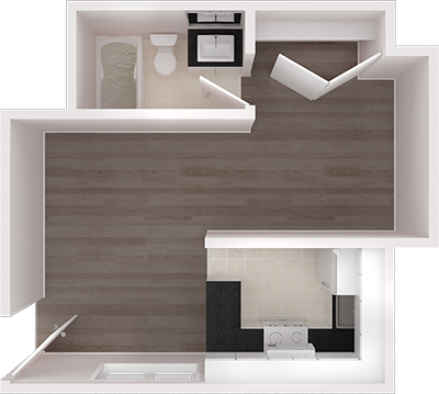 Studio-L Floor Plan | Iron Horse Apartments in Stockton, CA 95204