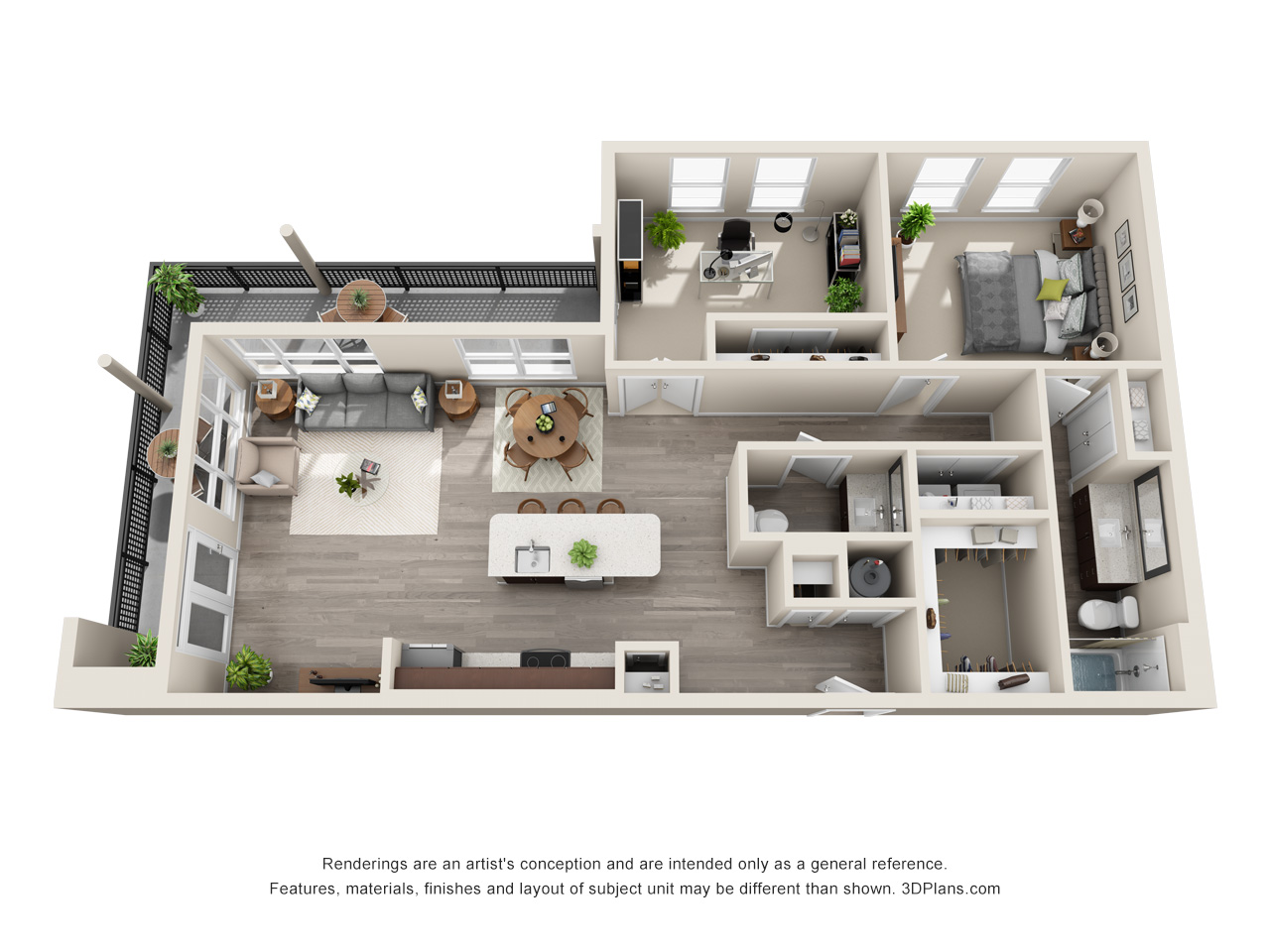1 Bed 1.5 Bath A7 Floor Plan at The Baldwin at St. Paul Square, San Antonio, TX