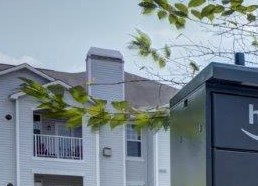 a portable building with the words resident package package center on it