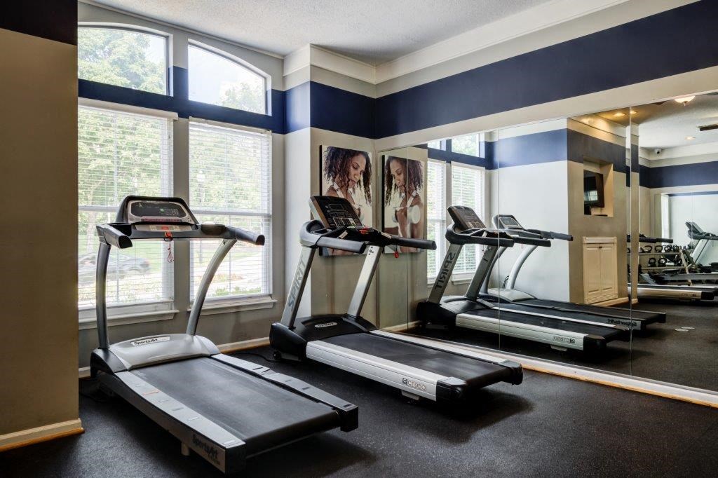 the gym is equipped with treadmills and other exercise equipment