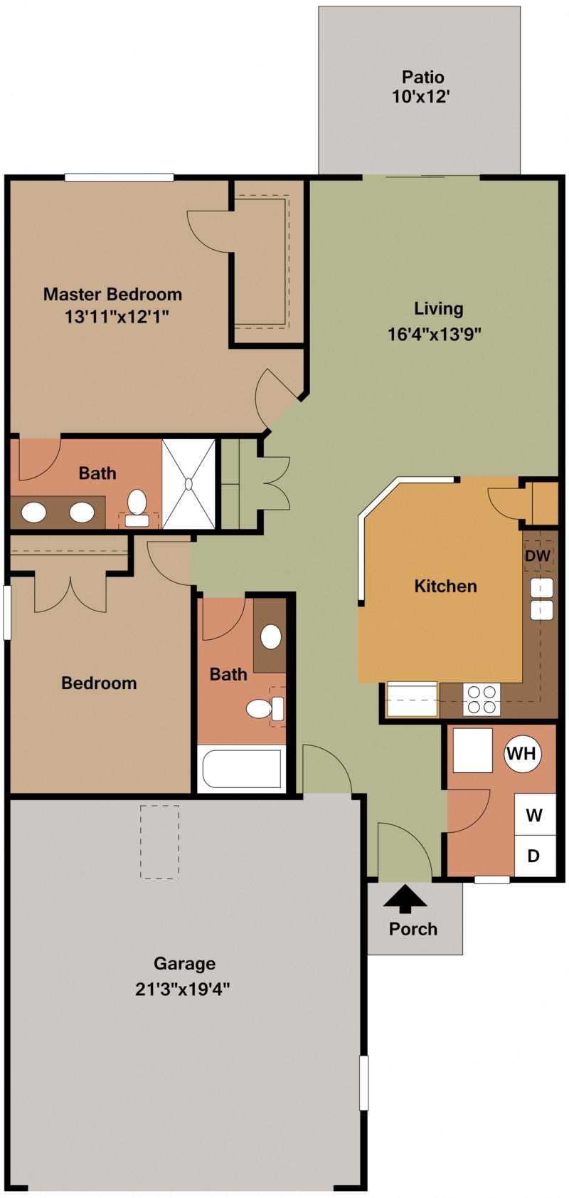 Lilac 2 Bed, 2 Bath 1,082 Sq.Ft. Floor Plan at Regency Preserve, Avon, IN 46123