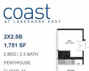 Coast at Lakeshore East floor plan, Chicago, Illinois