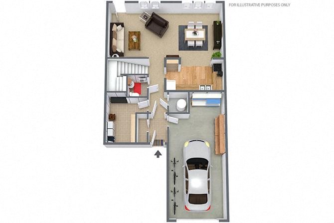 2 BEDROOM-1.5 BATH TOWNHOUSE Floor Plan 2 BEDROOM-1.5 BATH TOWNHOUSE Floor Plan at Truscott Terrace, Watertown, NY
