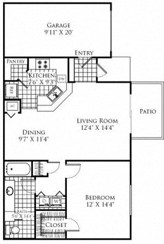 The Monticello 1 Bed 1 Bath