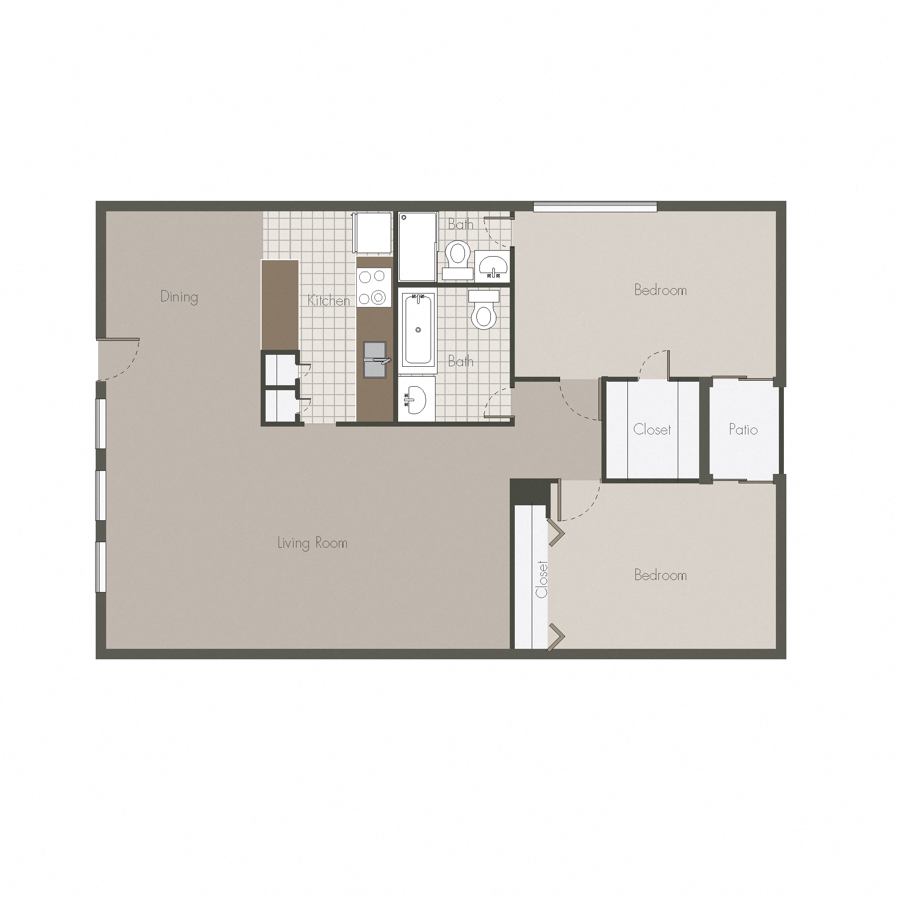 Sahara 2BR/2BH 1,264 Sq.Ft. Floor plan at Desert Creek, New Mexico